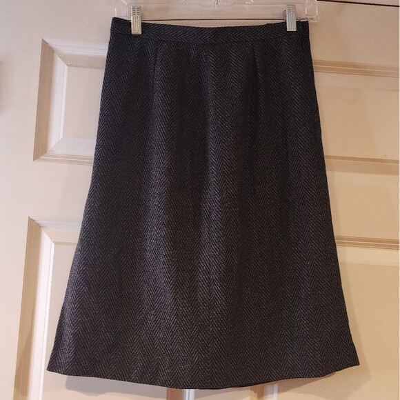 Larry Levine Suits black gray zig zag patterned knee length lined skirt 6 - Picture 1 of 6